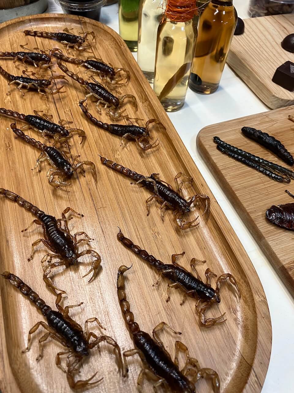 Roasted scorpios, the local delicacy.