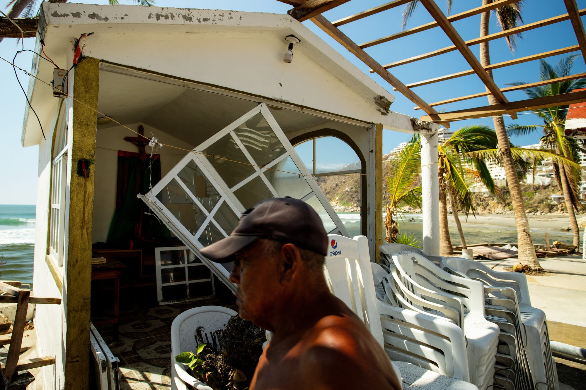 The chapel was not spared by the devastating storm hurricane otis in acapulco