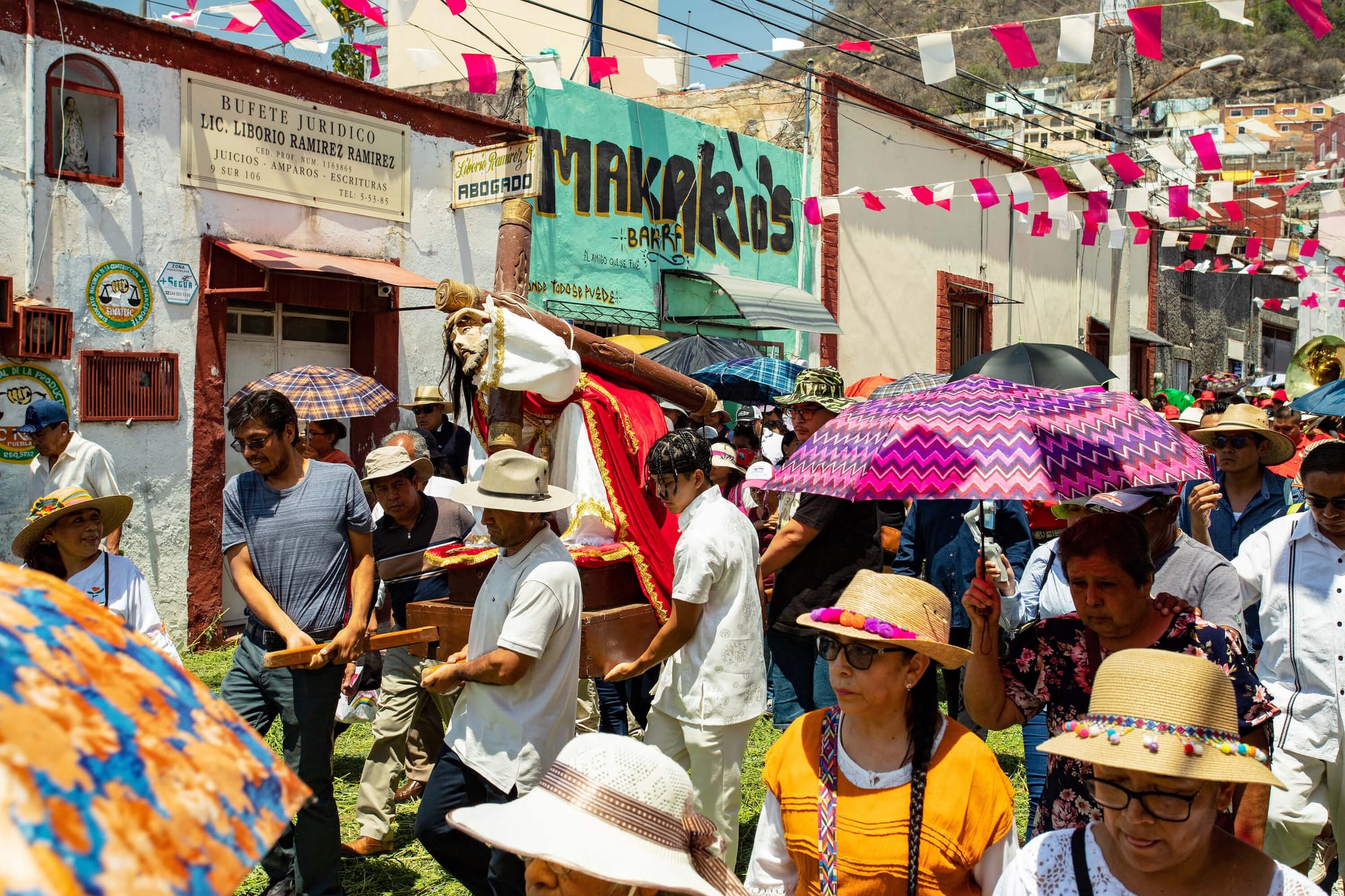 Los Engrillados of Atlixco: Mexican men in shackles with cacti stuck in their skin walk in pain to wash away their sins